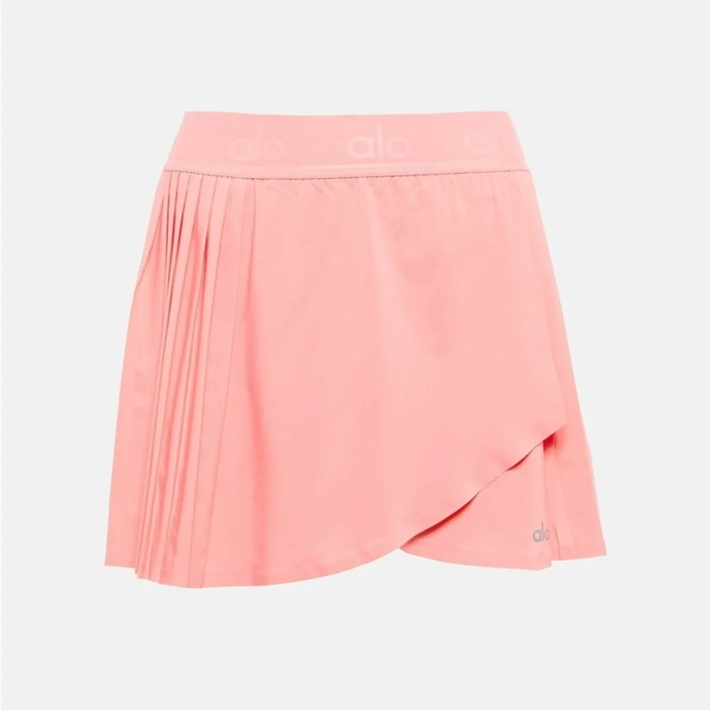 ALO Yoga Pink Pleated Mini Skirt with Matching Bralette